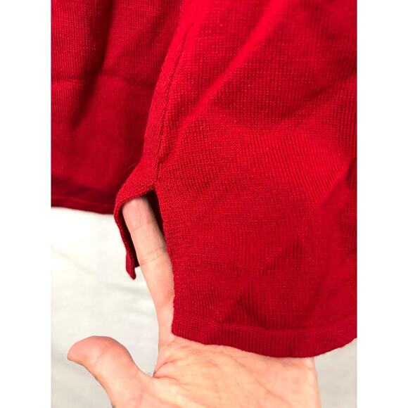 J. Peterman Red Wool Blend Sweater Silk Ribbon Tie Bow Women’s MEDIUM - Picture 5 of 12